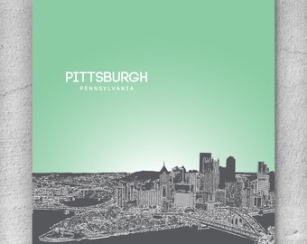 Home Decor Skyline Art / Pittsburgh Skyline Poster / Any City or Landmark