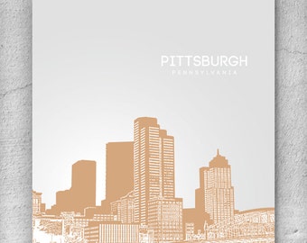 Home Decor Skyline Art / Pittsburgh Skyline Poster / Any City or Landmark