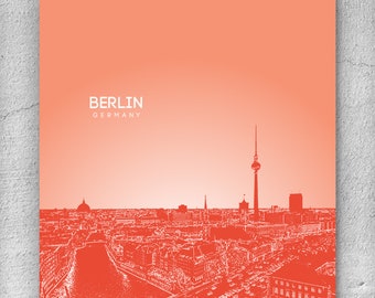 Home Decor Art Poster /Berlin Germany Skyline Art Poster / Any City or Landmark