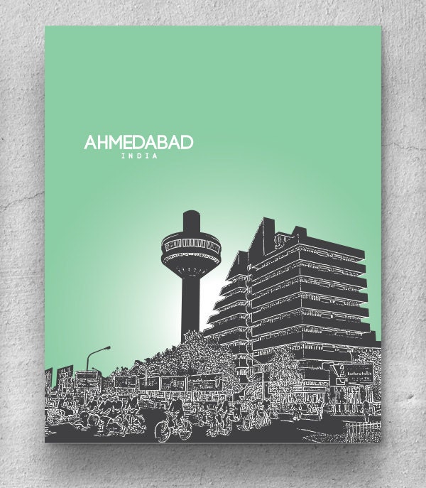 Modern Home Wall Art Poster / Ahmedabad India Skyline 8x10 Etsy