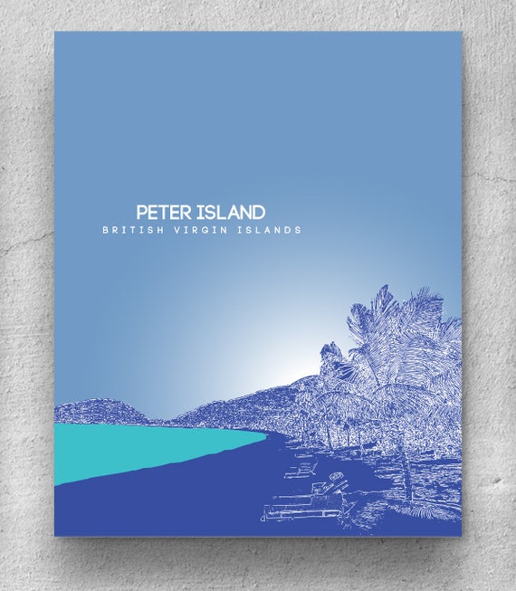 Poster Art Print Peter Island Home Decor British Virgin Islands 