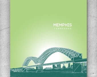 Memphis Tennessee Skyline Cityscape / Home Decor Art Poster / Modern Art / Any City or Location