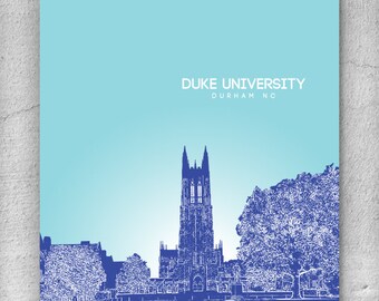 Graduation Gift / Duke University Durham North Carolina Skyline Poster / Any City or University