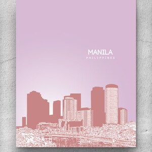 Manila Philippines City Skyline / Hometown Wall Art Poster / Any City or Landmark image 1