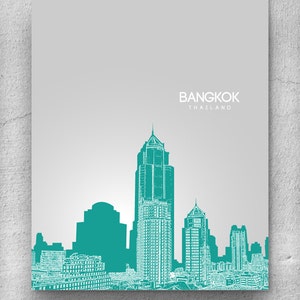 Thailand Skyline Poster / Destination Travel Art Poster / Any City or Landmark