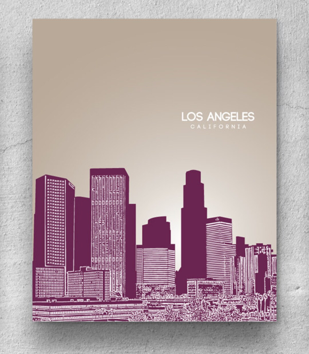 Los Angeles City Skyline Poster / Urban Loft Decor Poster / - Etsy