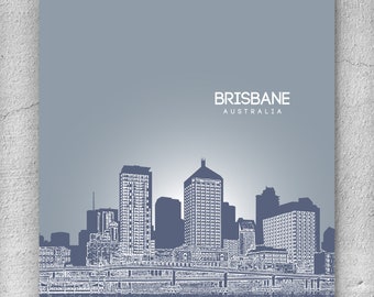 Brisbane Australia City Skyline / Hometown Wall Art Poster / Any City or Landmark