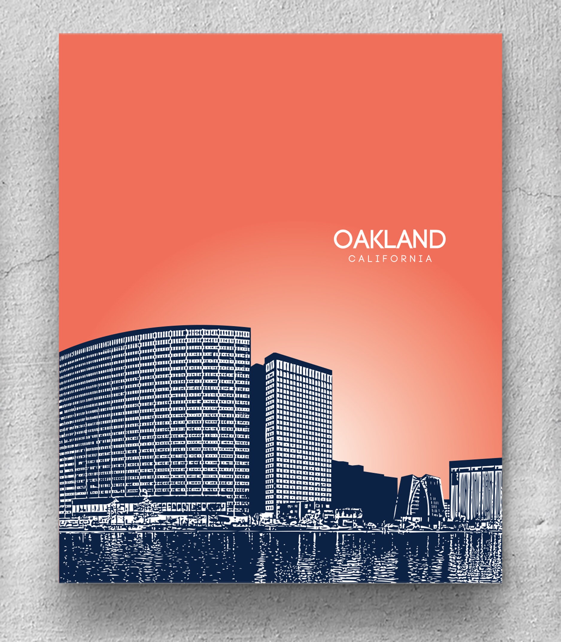 Office Wall Art Poster / Oakland CA Skyline Poster / Any City Etsy