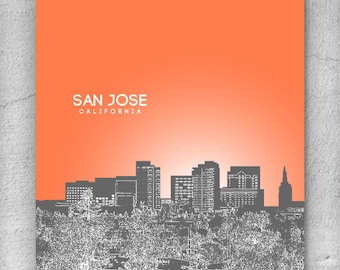 San Jose California Skyline Poster / Anniversary Wall Art Poster / Any City or Landmark