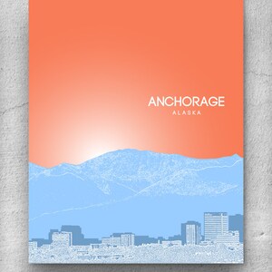 Anchorage Alaska Skyline / Home Office Nursery Skyline Art / Home Decor Art / Any City or Location