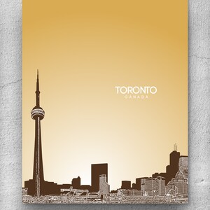 Cartel del horizonte de Toronto Canadá / Cartel de arte de viaje de destino / Cualquier ciudad o punto de referencia