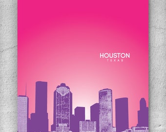 Houston Texas Skyline Poster / Home, Office or Nursery Wall Art Poster / Any City or Landmark