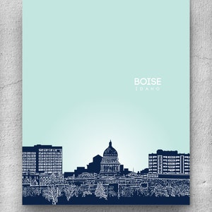 Boise Idaho Cityscape Skyline / Modern home decor / Office Art Poster Décor - Any city available