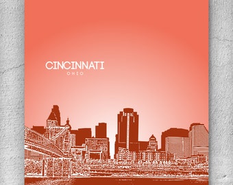 Cincinnati Ohio Skyline Poster / Poster Art for Home or Office / Any City or Landmark