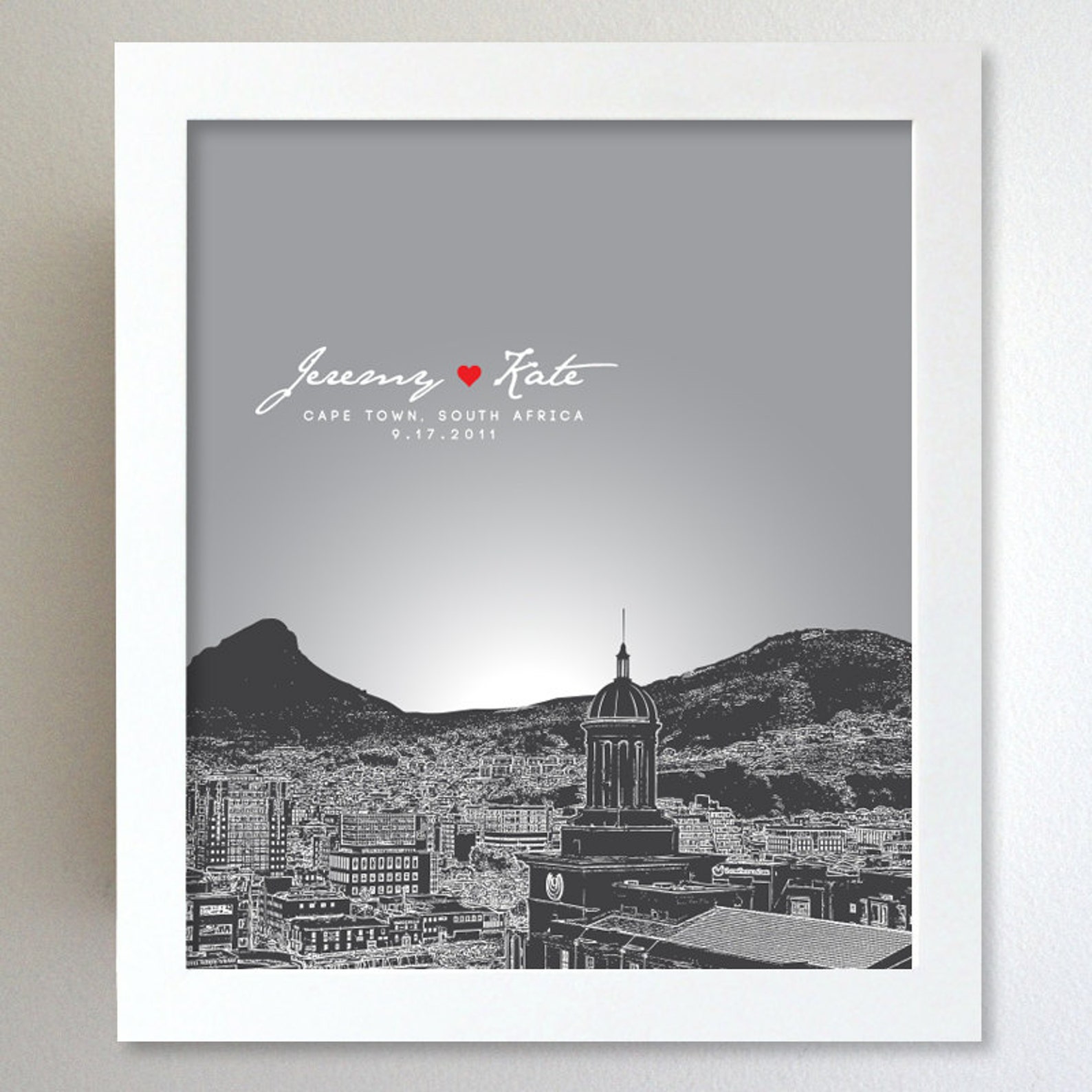 Personalized Anniversary Gift Cape Town South Africa Skyline Etsy