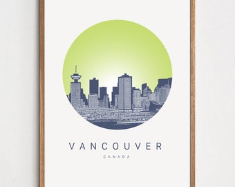 Vancouver Canada Skyline Poster / Travel Destination Art Poster / Any City or Landmark