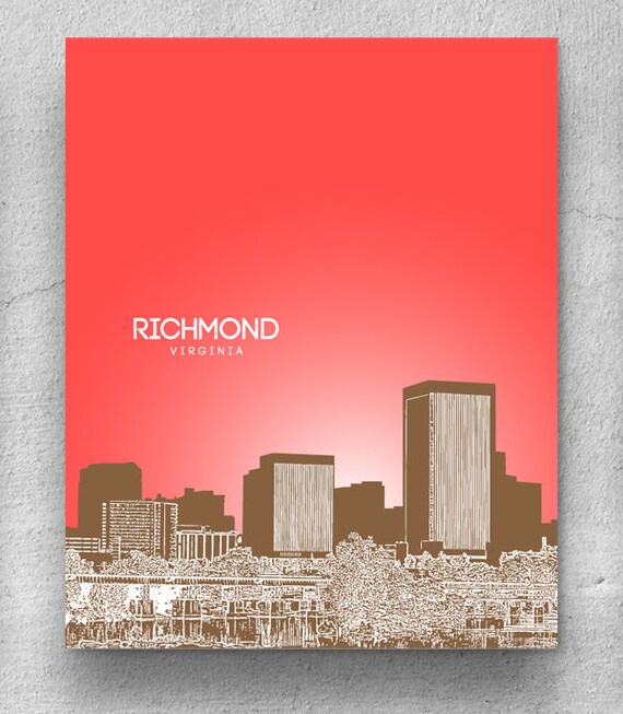 Richmond Virginia Skyline Poster / Home Office or Nursery Etsy