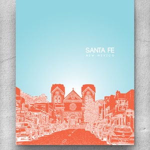 Santa Fe New Mexico Skyline Art Poster / Home, Office, Nursery Art Poster / Any City or Landmark