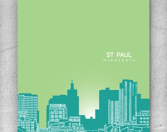 St Paul Minnesota Skyline / City Travel Art / Office Home Wall Art / Choose your colors / Any City Available