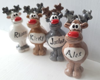 Name a reindeer Christmas tree decoration. Personalise a Christmas 2024 gift.