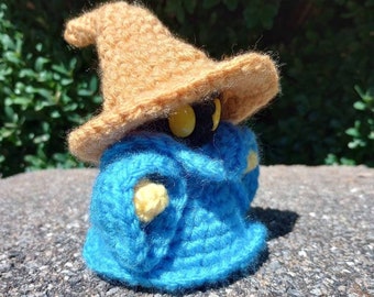 Black Mage plush doll decor - handmade crochet knit amigurumi stuffed toy plushie 8-bit