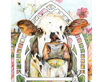 Bessie, Original Watercolor Illustration Print by Emily Ferguson