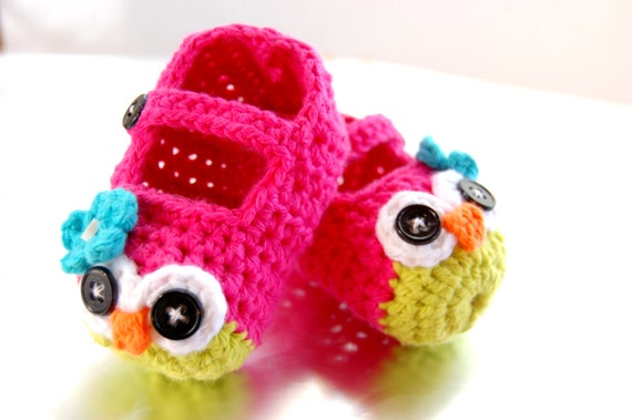 Adorable Crochet Mary Jane Owl Slippers for Baby Baby