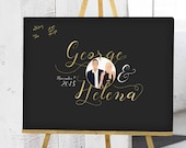 Gold Wedding Guest Book Alternative with Portrait - Unique Guest Book Alternative - Black and Gold Guest Book Idea - The Whistler