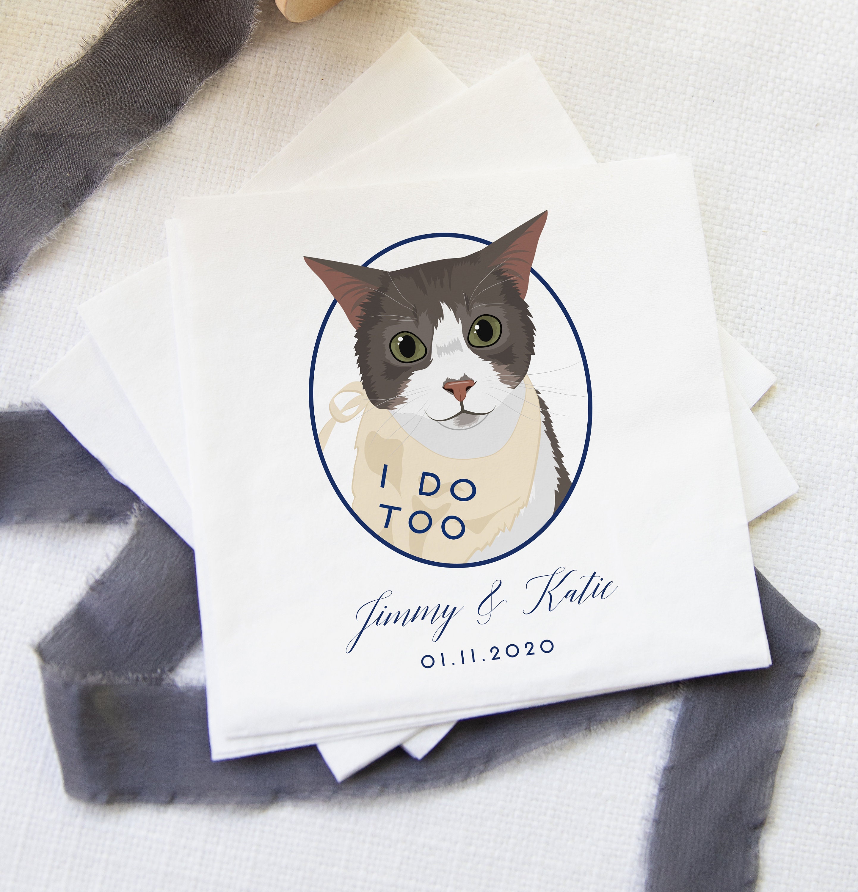 Cat of Honor Cocktail Napkins for Wedding Wedding Bar Etsy