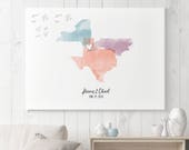 Watercolor Guest Book Alternative - 3 State Love Guest Book - Wedding Map Guest Book - Unique Guest Book - The StateLove