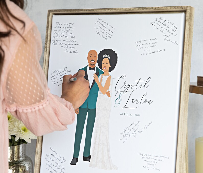 Alternative Guestbook Canvas Sign In Wedding Guest Book Alternative Couple Portrait Guest Book