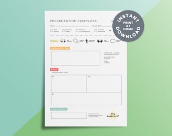 Student Presentation Template, Classical Conversations, Homeschool Co-op, Public Speaking Aid