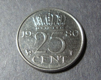 オランダ 25セント硬貨 1970年、ニッケル硬貨、ユリアナ女王、オランダ