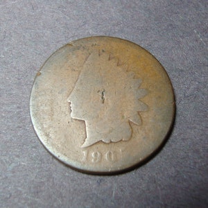 1905 Indian Head Penny - U.S. Coin - One Cent - Original Vintage Coin - Free U.S. Shipping, 1.25 Int'l Ship