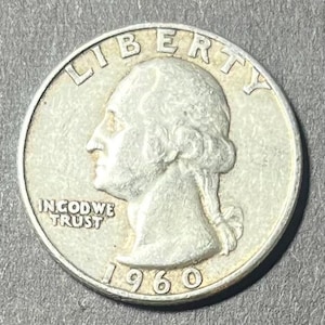 SALE - 1960-D United States Washington Quarter - 90% Silver - Twenty-Five Cents - U.S. Coin -Precious Metal Coin -Denver Mint - .75 Shipping