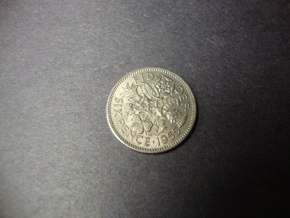 2 BRITISH WEDDING SIXPENCE Elizabeth II 1955 UK ENGLAND COINS