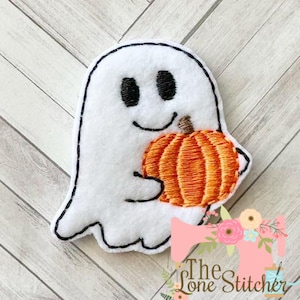 TLS Feltie Ghost With Pumpkin Embroidery Design