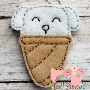 TLS Feltie Dog Ice Cream  Embroidery Design