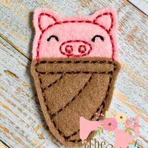 TLS Feltie Pig Ice Cream Embroidery Design