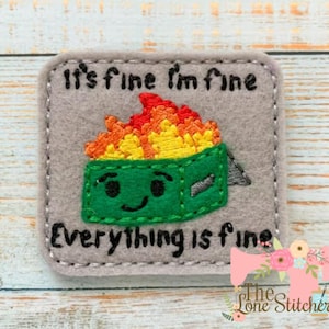 TLS Feltie Dumpster Fire Embroidery Design