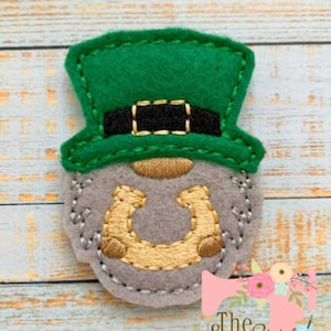 TLS Feltie Gnome Holding Horseshoe Embroidery Design