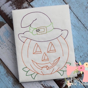 TLS 5x7 Smiling Jack O Lantern Redwork Embroidery Design