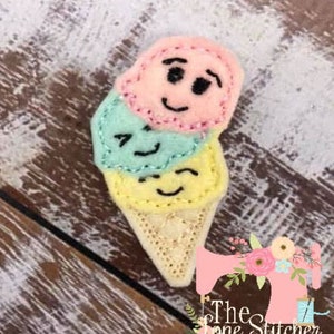 TLS Feltie Happy Ice Cream Scoops Embroidery Design