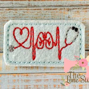 TLS Stethoscope Heartbeat With Lungs Feltie Embroidery Design