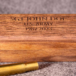 Memorial Shell Casing Keepsake, Personalized Military Remembrance Box, Engraved Veteran Sympathy Gift