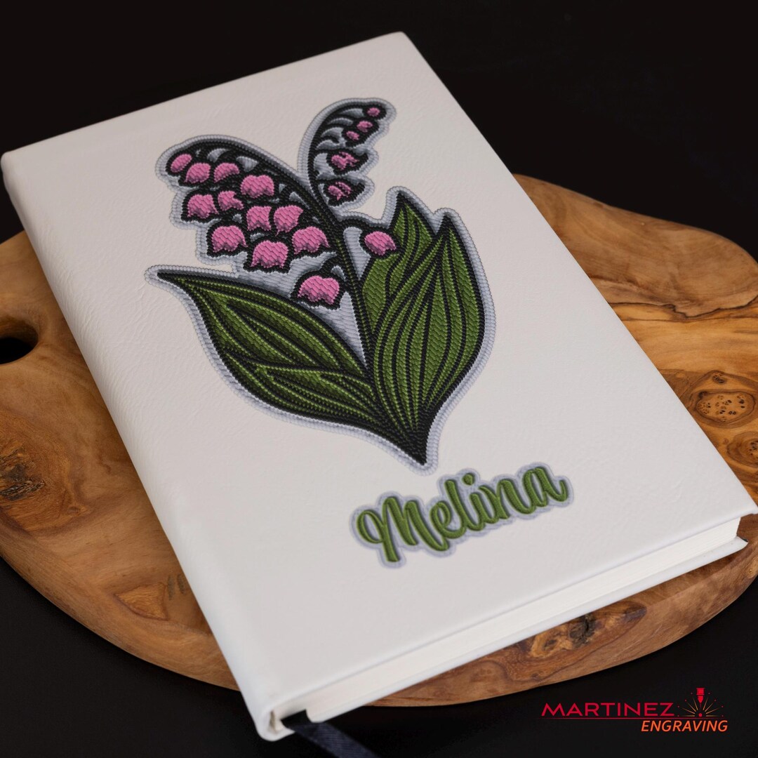 Personalized Birth Flower Journal | Custom Name Faux Leather Notebook ...