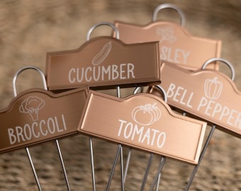 Plant Markers Metal (Set of 5), Stainless Steel Garden Markers, Engraved Herb Garden Labels, Plant Stakes, Outdoor Waterproof Tags.