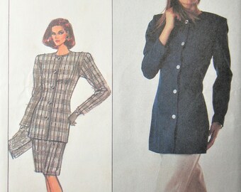 80's Jacket Simplicity 8434 Sewing Pattern Pants Suit Straight Skirt 1980's Fashion Plus Size 16 18 20 UNCUT