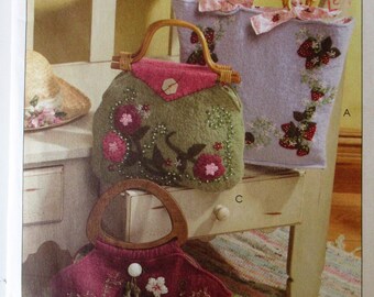 Tote Bag McCalls 5068 Sewing Pattern Applique Handbag Lined Carry All Purse Barbara Crawford UNCUT