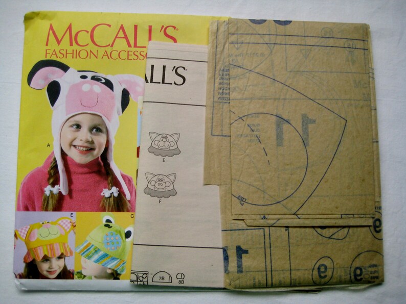 Hats McCalls 6616 Sewing Pattern Animal Hats Children Kids Child Boy Girl 6 Styles UNCUT